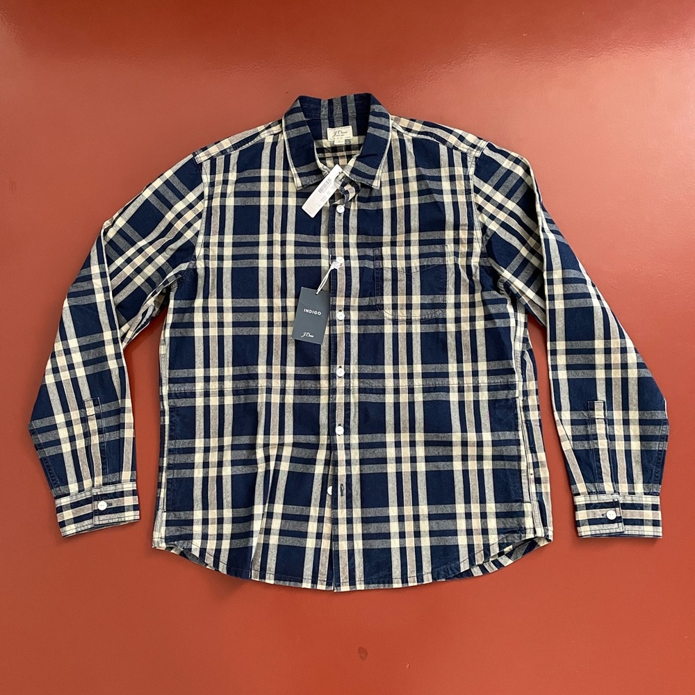 NWT J. Crew Indigo button down Size Large
